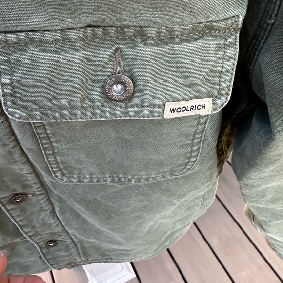 Green Woolrich Sherpa Lined Barn Jacket, 100% Cotton, size M - Picture 6 of 7